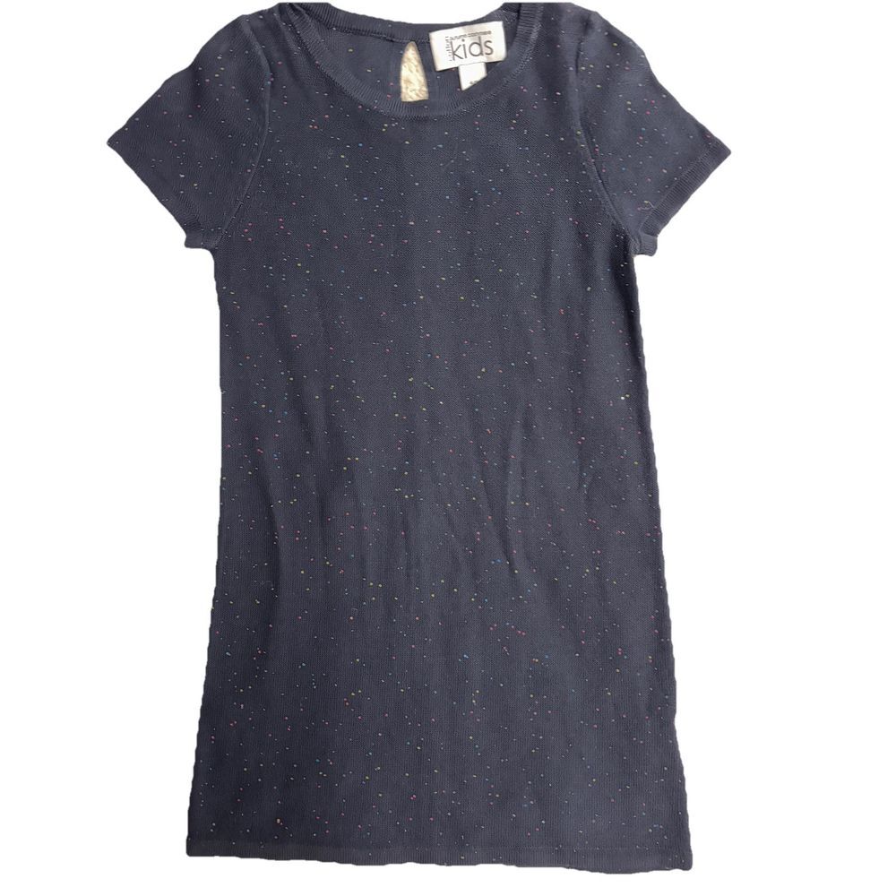 Cotton By Autumn Cashmere Navy Blue Confetti Sweater Dress XS Kids 100% Cotton